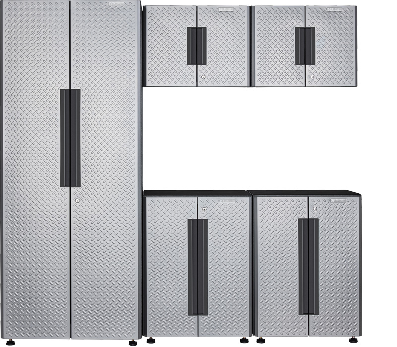 A Gladiator Flex Cabinet System with four cabinets. Two are situated at the bottom