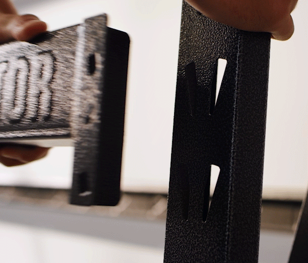 A man demonstrates Gladiator's tool-free snap and lock design