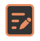 An icon of a notepad with lines indicating writing and a pencil